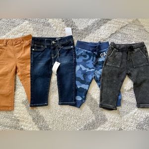 Four pairs of jeans and pants, 12-18m, Splendid, AG, Oshkosh and Gap